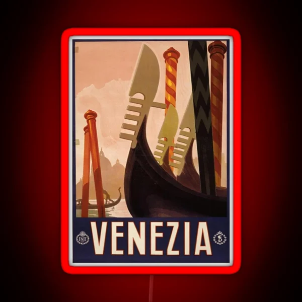Vintage Travel Poster Venice RGB Neon Sign