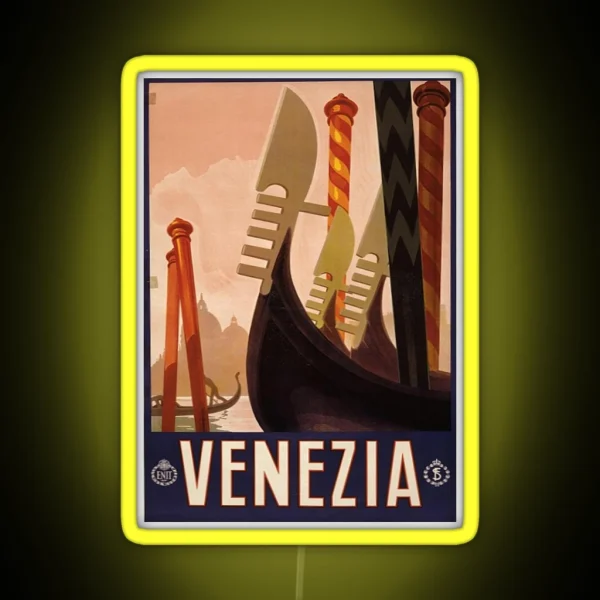Vintage Travel Poster Venice RGB Neon Sign