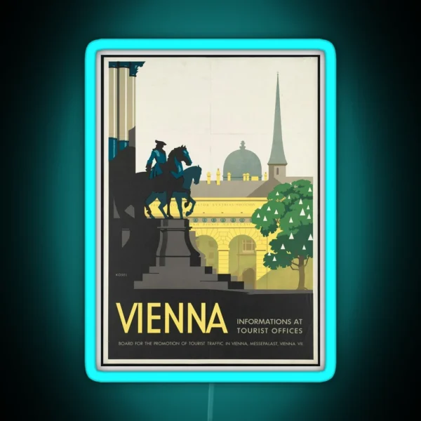 Vintage Travel Poster Vienna RGB Neon Sign