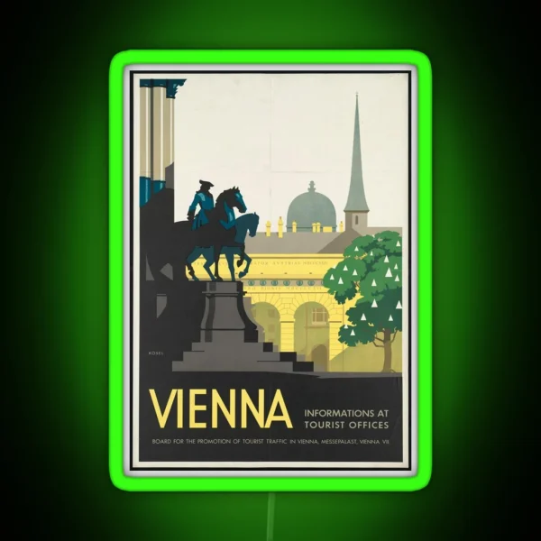 Vintage Travel Poster Vienna RGB Neon Sign
