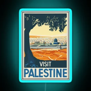 Vintage Travel Poster Visit Palestine RGB Neon Sign