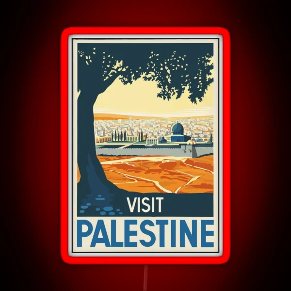Vintage Travel Poster Visit Palestine RGB Neon Sign