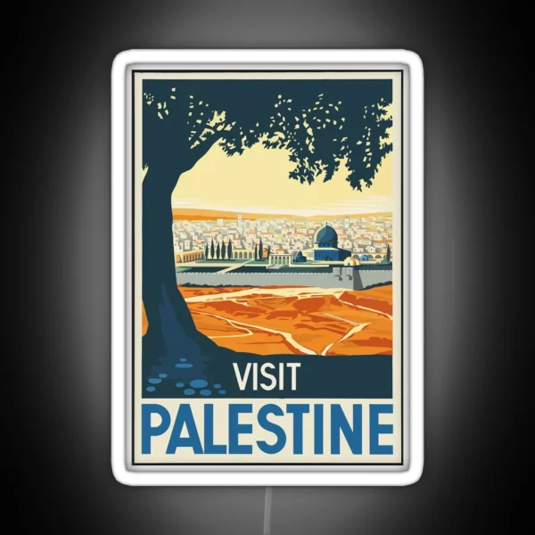 Vintage Travel Poster Visit Palestine RGB Neon Sign