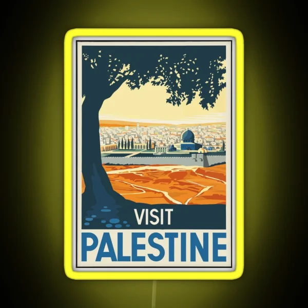 Vintage Travel Poster Visit Palestine RGB Neon Sign