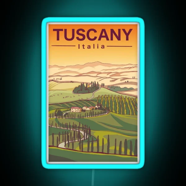 Vintage Tuscany Travel Poster RGB Neon Sign