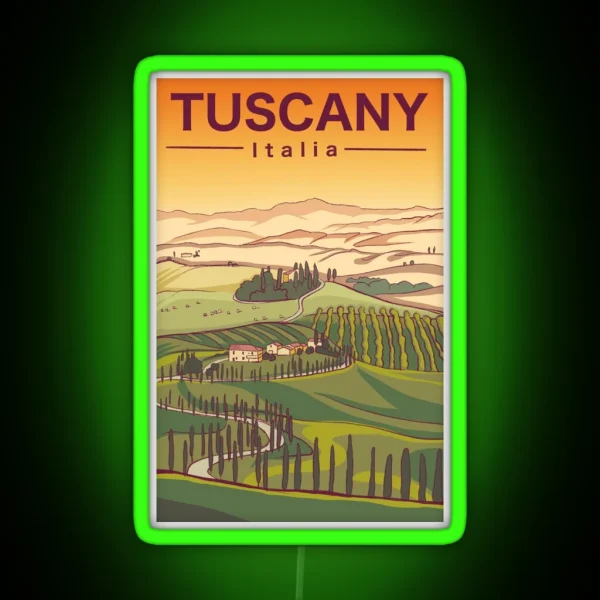 Vintage Tuscany Travel Poster RGB Neon Sign