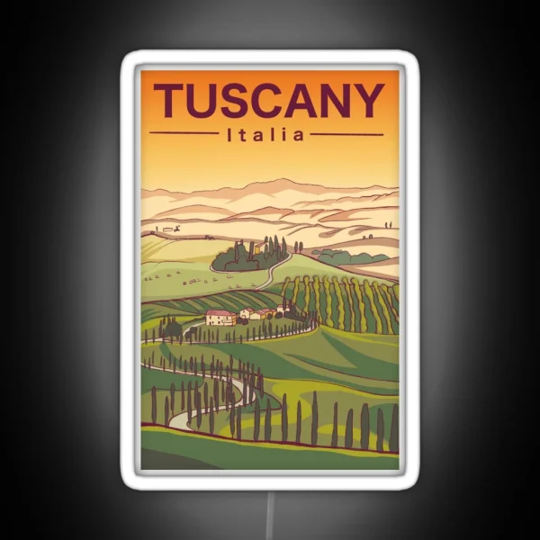 Vintage Tuscany Travel Poster RGB Neon Sign