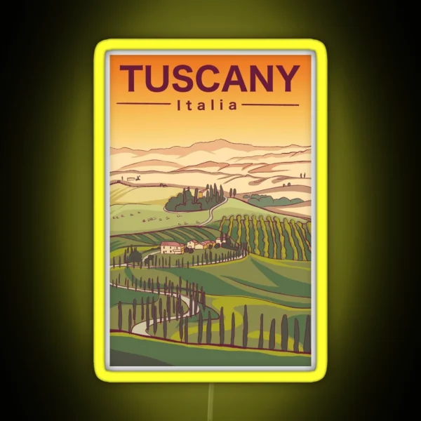 Vintage Tuscany Travel Poster RGB Neon Sign