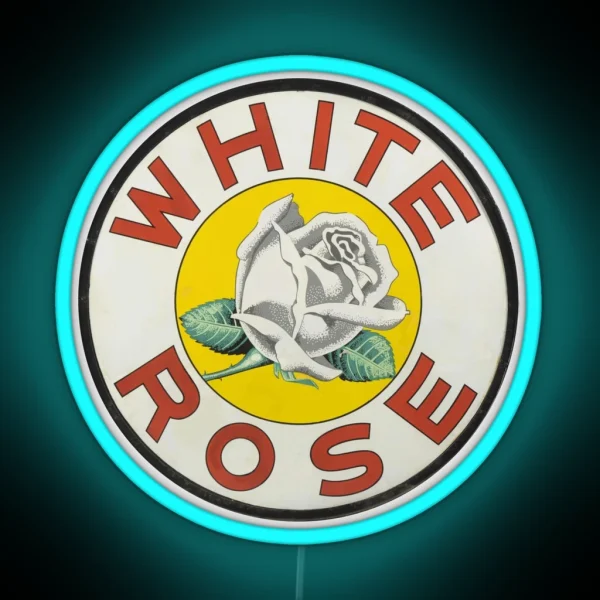 Vintage White Rose Gasoline RGB Neon Sign