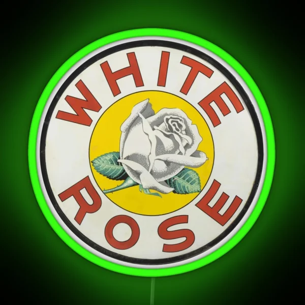 Vintage White Rose Gasoline RGB Neon Sign
