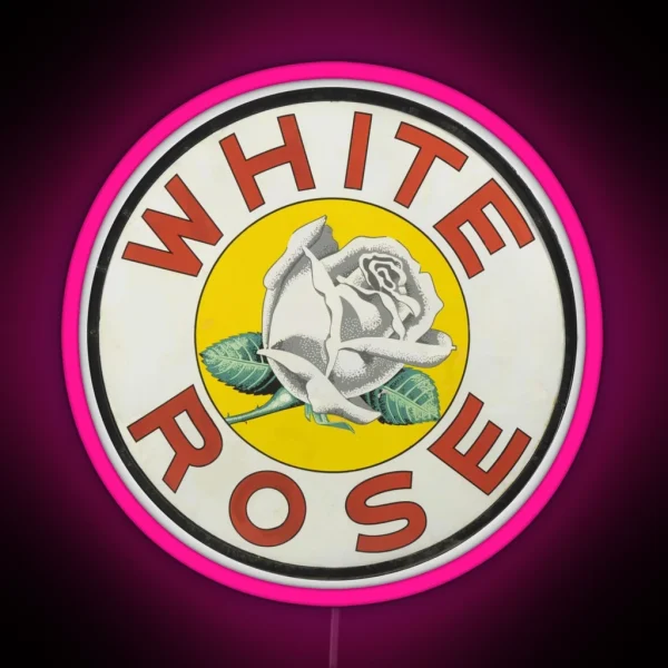 Vintage White Rose Gasoline RGB Neon Sign