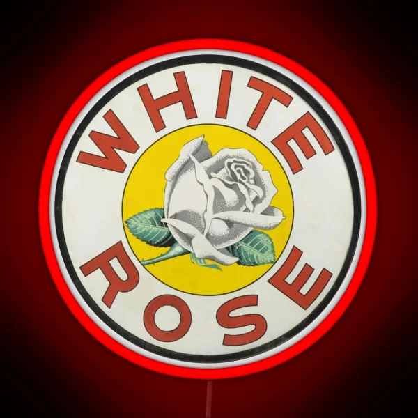 Vintage White Rose Gasoline RGB Neon Sign