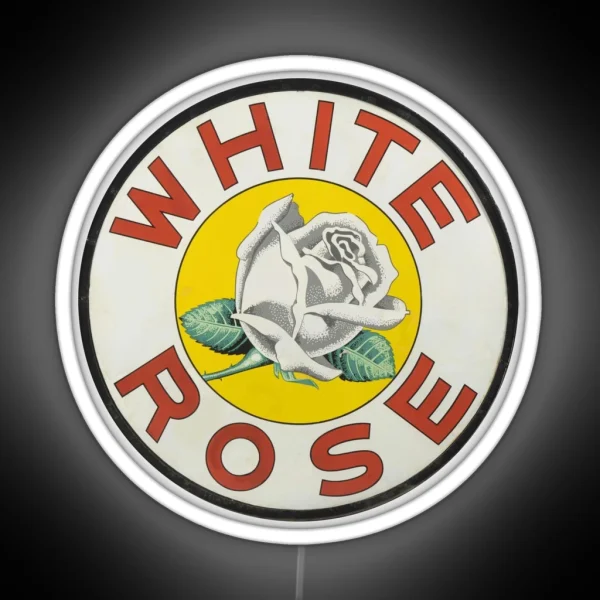 Vintage White Rose Gasoline RGB Neon Sign