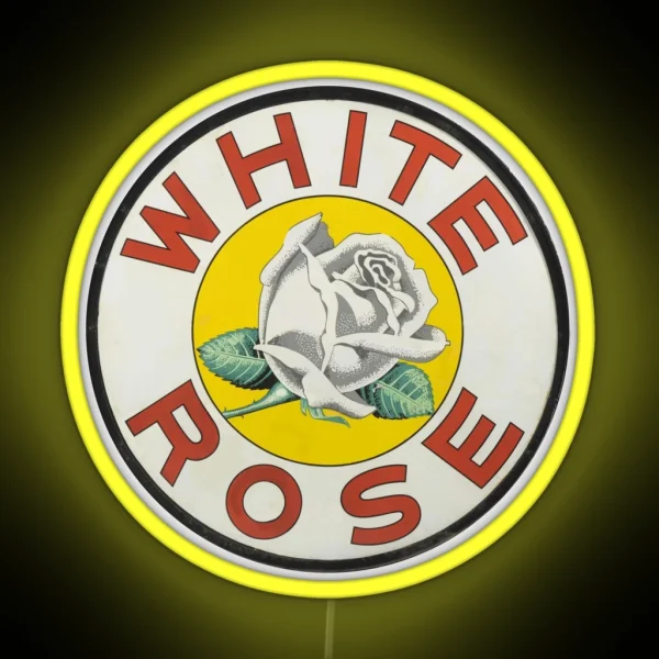 Vintage White Rose Gasoline RGB Neon Sign