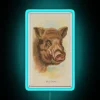 A vintage illustration of a wild boar, adorned with RGB neon lights in a blue hue.