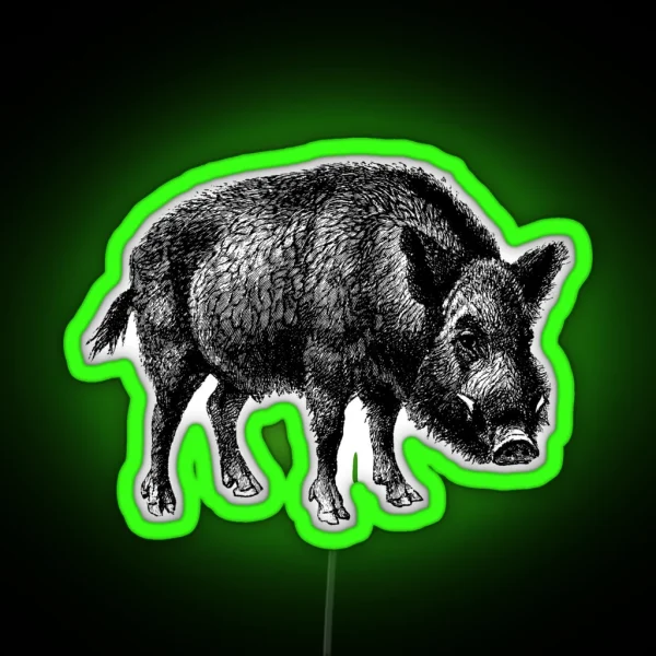 Vintage Wild Boar RGB Neon Sign