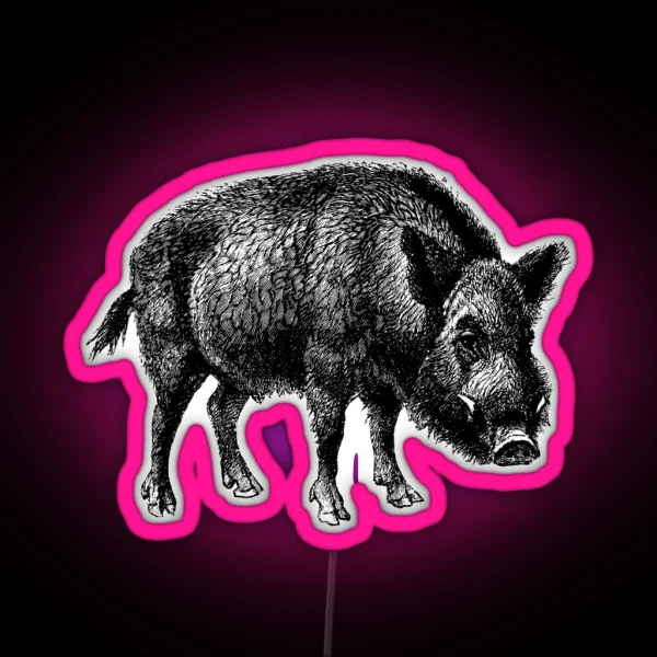 Vintage Wild Boar RGB Neon Sign