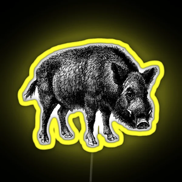 Vintage Wild Boar RGB Neon Sign