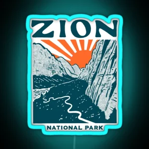 Vintage Zion National Park RGB Neon Sign