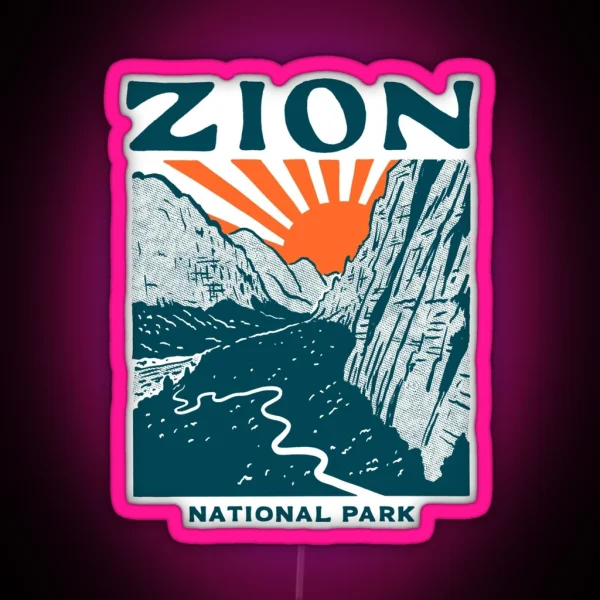 Vintage Zion National Park RGB Neon Sign
