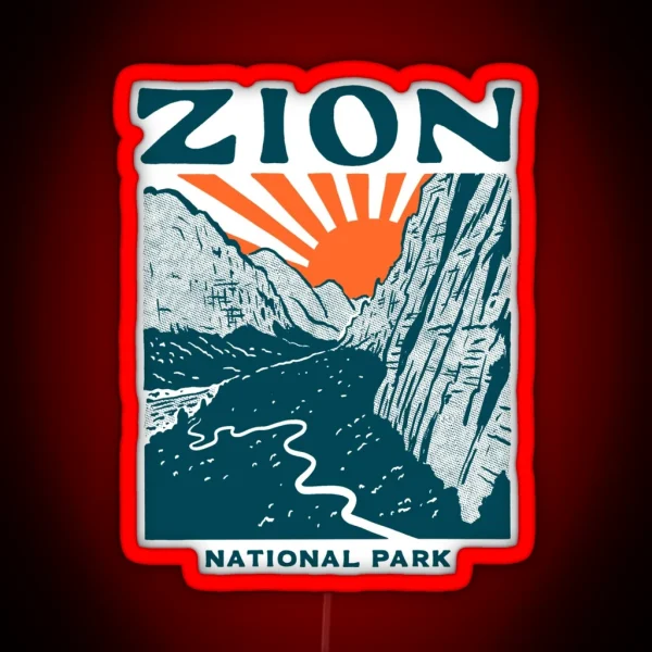 Vintage Zion National Park RGB Neon Sign