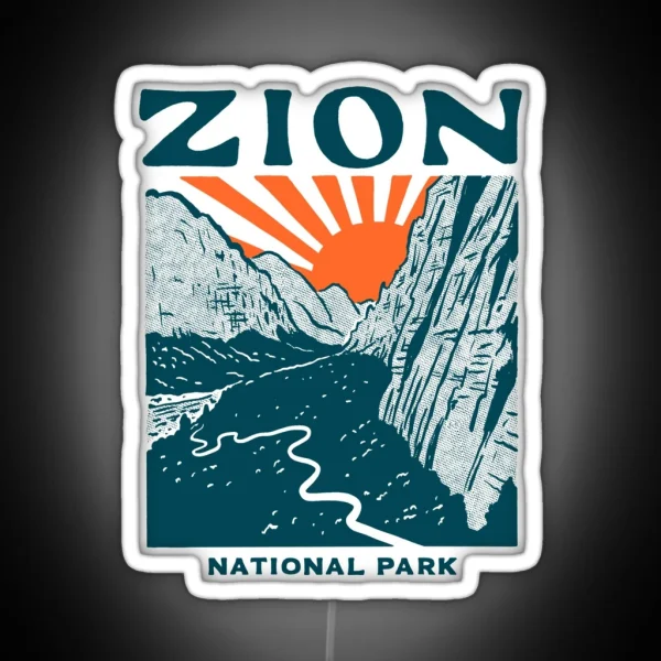 Vintage Zion National Park RGB Neon Sign