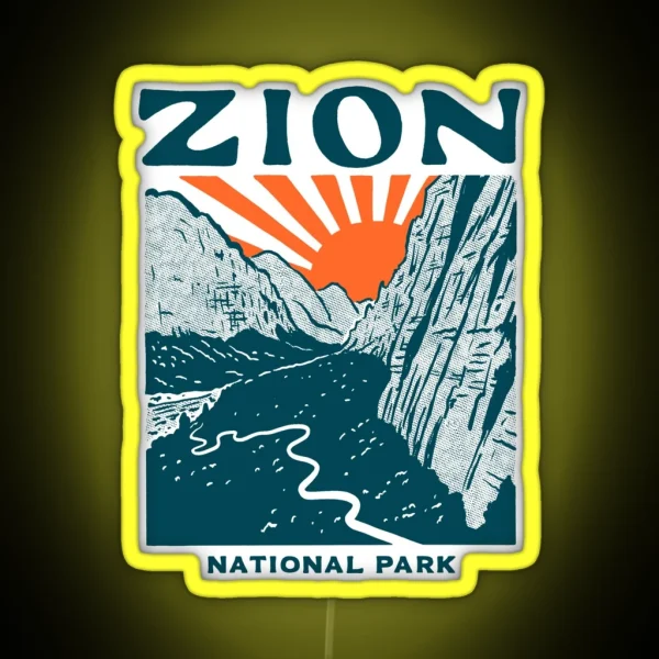 Vintage Zion National Park RGB Neon Sign