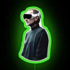 Neon green sign reading VISION PRO in bold, futuristic font with glowing RGB lights.