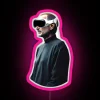 Neon sign with RGB vision-pro logo in pink color.