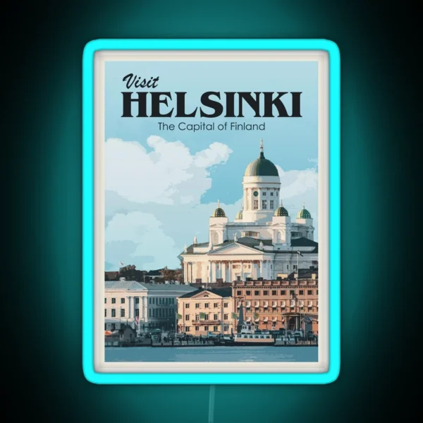 Visit Helsinki Retro Travel RGB Neon Sign