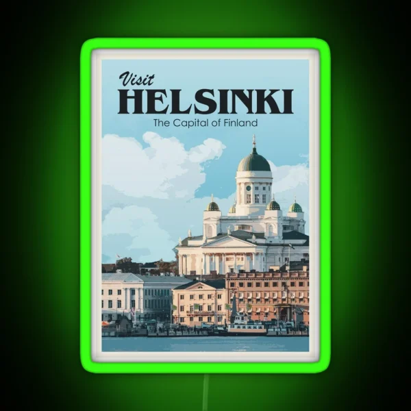 Visit Helsinki Retro Travel RGB Neon Sign
