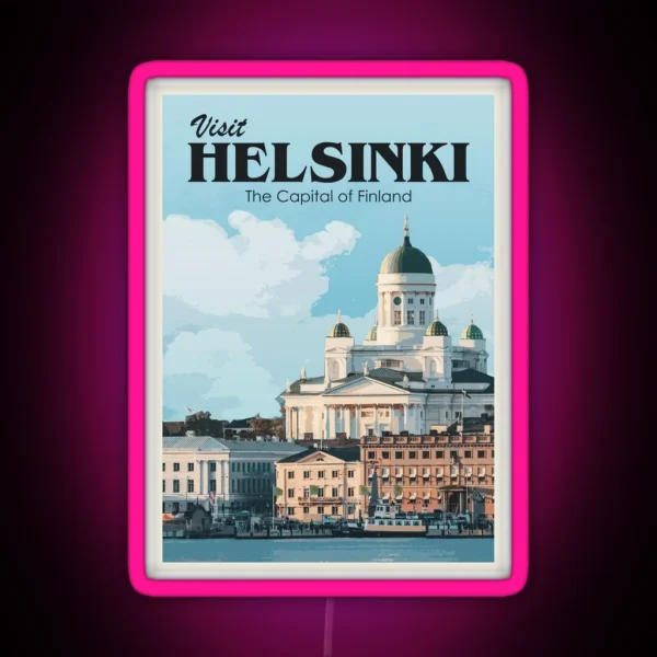 Visit Helsinki Retro Travel RGB Neon Sign