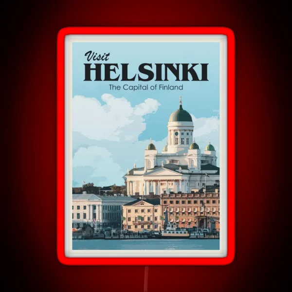 Visit Helsinki Retro Travel RGB Neon Sign
