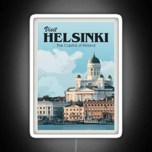 Visit Helsinki Retro Travel RGB Neon Sign