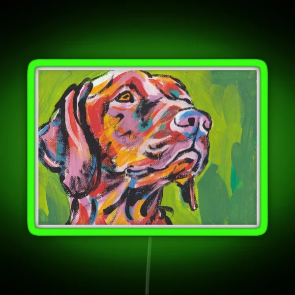 Vizsla Dog Bright Colorful Pop Dog Art RGB Neon Sign