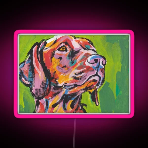 Vizsla Dog Bright Colorful Pop Dog Art RGB Neon Sign