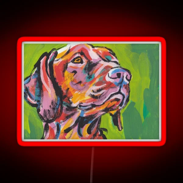 Vizsla Dog Bright Colorful Pop Dog Art RGB Neon Sign