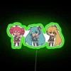 Three colorful Vocaloid character chibi mascots in neon green, with a bold font reading "Triple Baka" in red, blue and green.