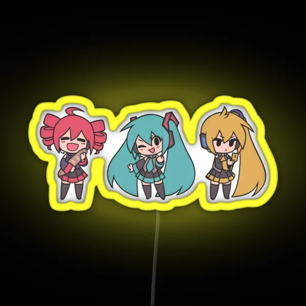 Vocaloid Triple Baka Chibis RGB Neon Sign