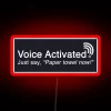 RGB Neon Sign on Voice Activated LED Paper Towel Dispenser