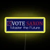 RGB Neon Sign with Vote Harold Saxon Text in Yellow