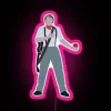 Neon sign with colorful lights spelling out 'Wait For Me'
