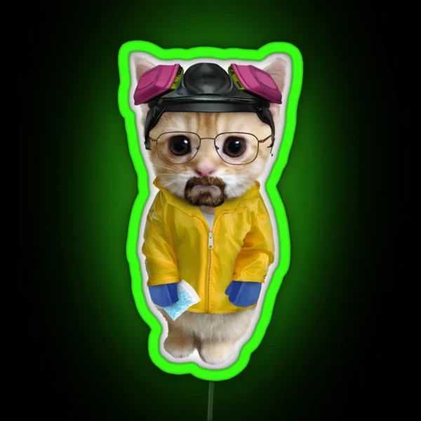 Walter White Kitty Hazmat Suit RGB Neon Sign