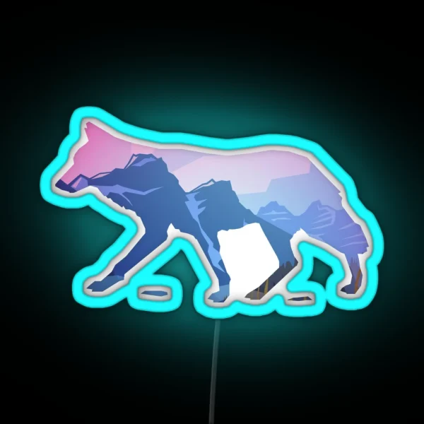 Wandering Coyote Lovely And Colorful Mountain Scene RGB Neon Sign