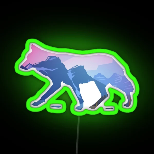 Wandering Coyote Lovely And Colorful Mountain Scene RGB Neon Sign