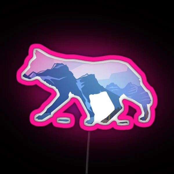 Wandering Coyote Lovely And Colorful Mountain Scene RGB Neon Sign