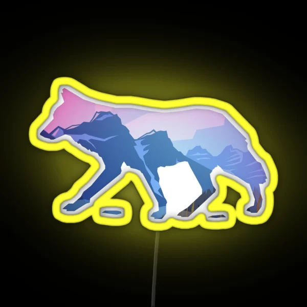 Wandering Coyote Lovely And Colorful Mountain Scene RGB Neon Sign