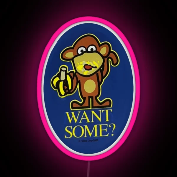 Want Some Cute Monkey Graphic Funny Led RGB Neon Sign