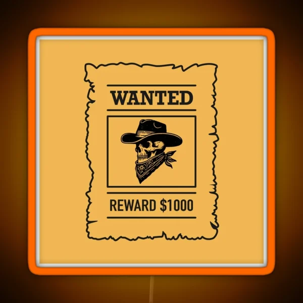 Wanted Cowboy Advise Design RGB Neon Sign