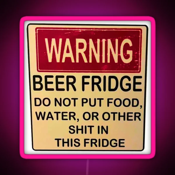 Warning Beer Fridge Drinks Cocktail Beer RGB Neon Sign